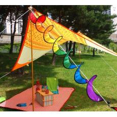 （全台瘋）三重七彩風條 虹輪風車兒童玩具 野營圓形風車 野外露營地裝飾 家飾擺設